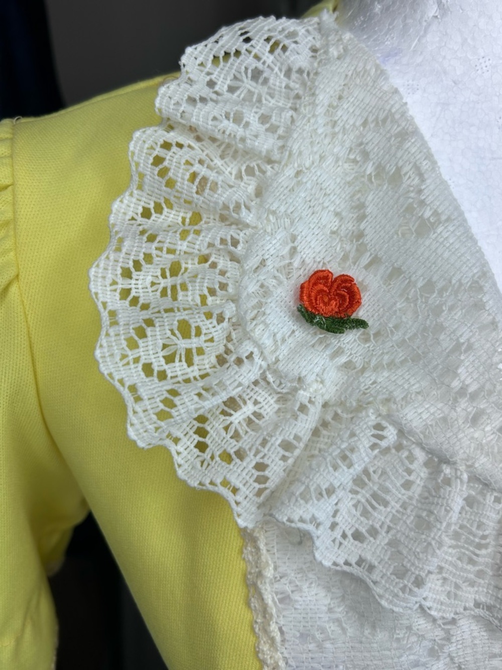 Vintage Cottagecore Maxi Dress 7 60's Hippie Flower Child Lace Puff Sleeve - Picture 14 of 16